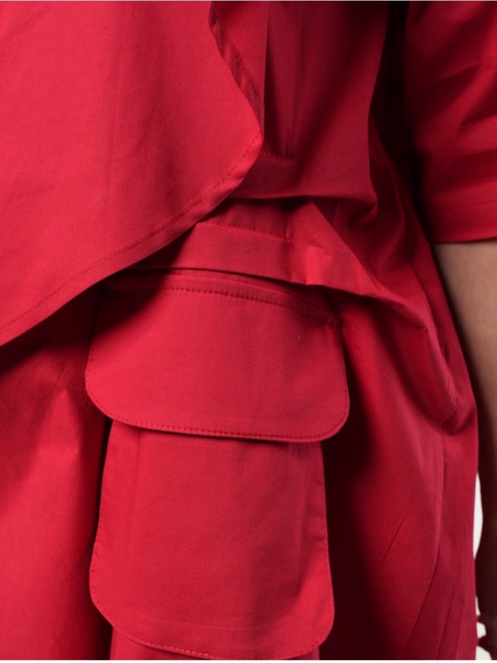 Asymmetrical Draped Dress in Deep Red - handmade by Metamorphoza - Picture 6 of 9
